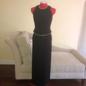 Jones New York Vintage Evening Black Glamcore Stunning Rhinestone Dress Glamcore